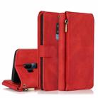 For Samsung Galaxy S9+ Skin-feel Crazy Horse Texture Zipper Wallet Bag Horizontal Flip Leather Case with Holder & Card Slots & Wallet & Lanyard(Red) - 1