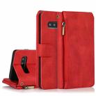 For Samsung Galaxy S10 Skin-feel Crazy Horse Texture Zipper Wallet Bag Horizontal Flip Leather Case with Holder & Card Slots & Wallet & Lanyard(Red) - 1