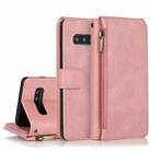 For Samsung Galaxy S10 Skin-feel Crazy Horse Texture Zipper Wallet Bag Horizontal Flip Leather Case with Holder & Card Slots & Wallet & Lanyard(Rose Gold) - 1