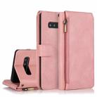 For Samsung Galaxy S10+ Skin-feel Crazy Horse Texture Zipper Wallet Bag Horizontal Flip Leather Case with Holder & Card Slots & Wallet & Lanyard(Rose Gold) - 1