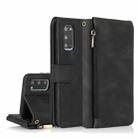 For Samsung Galaxy S20 Skin-feel Crazy Horse Texture Zipper Wallet Bag Horizontal Flip Leather Case with Holder & Card Slots & Wallet & Lanyard(Black) - 1