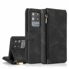 For Samsung Galaxy S20 Ultra Skin-feel Crazy Horse Texture Zipper Wallet Bag Horizontal Flip Leather Case with Holder & Card Slots & Wallet & Lanyard(Black) - 1