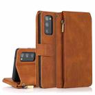 For Samsung Galaxy S20 FE 5G Skin-feel Crazy Horse Texture Zipper Wallet Bag Horizontal Flip Leather Case with Holder & Card Slots & Wallet & Lanyard(Brown) - 1