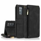 For Samsung Galaxy S20 FE 5G Skin-feel Crazy Horse Texture Zipper Wallet Bag Horizontal Flip Leather Case with Holder & Card Slots & Wallet & Lanyard(Black) - 1