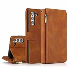 For Samsung Galaxy S21+ 5G Skin-feel Crazy Horse Texture Zipper Wallet Bag Horizontal Flip Leather Case with Holder & Card Slots & Wallet & Lanyard(Brown) - 1