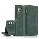 For Samsung Galaxy S21+ 5G Skin-feel Crazy Horse Texture Zipper Wallet Bag Horizontal Flip Leather Case with Holder & Card Slots & Wallet & Lanyard(Dark Green) - 1
