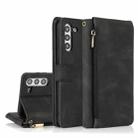 For Samsung Galaxy S21+ 5G Skin-feel Crazy Horse Texture Zipper Wallet Bag Horizontal Flip Leather Case with Holder & Card Slots & Wallet & Lanyard(Black) - 1