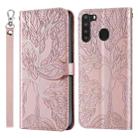 For Samsung Galaxy A21 Life of Tree Embossing Pattern Horizontal Flip Leather Case with Holder & Card Slot & Wallet & Photo Frame & Lanyard(Rose Gold) - 1