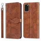 For Samsung Galaxy A41 Life of Tree Embossing Pattern Horizontal Flip Leather Case with Holder & Card Slot & Wallet & Photo Frame & Lanyard(Brown) - 1