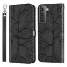 For Samsung Galaxy S21 5G Life of Tree Embossing Pattern Horizontal Flip Leather Case with Holder & Card Slot & Wallet & Photo Frame & Lanyard(Black) - 1