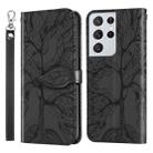 For Samsung Galaxy S21 Ultra 5G Life of Tree Embossing Pattern Horizontal Flip Leather Case with Holder & Card Slot & Wallet & Photo Frame & Lanyard(Black) - 1