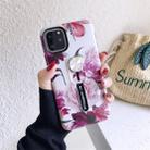 For iPhone 11 Flower Series Painting Shockproof Multi-functional Invisible Ring Holder Protective Case with Vehicle Magnetic Sheet(Red) - 1