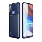 For Motorola Moto E7 Power Carbon Fiber Texture Shockproof TPU Case(Blue) - 1