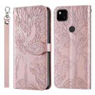 For Google Pixel 4a Life of Tree Embossing Pattern Horizontal Flip Leather Case with Holder & Card Slot & Wallet & Photo Frame & Lanyard(Rose Gold) - 1