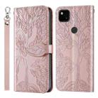 For Google Pixel 4a 5G Life of Tree Embossing Pattern Horizontal Flip Leather Case with Holder & Card Slot & Wallet & Photo Frame & Lanyard(Rose Gold) - 1