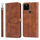 For Google Pixel 5 Life of Tree Embossing Pattern Horizontal Flip Leather Case with Holder & Card Slot & Wallet & Photo Frame & Lanyard(Brown) - 1