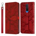 For Xiaomi Redmi K30 Life of Tree Embossing Pattern Horizontal Flip Leather Case with Holder & Card Slot & Wallet & Photo Frame & Lanyard(Red) - 1