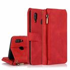 For Samsung Galaxy A20 / A30 Skin-feel Crazy Horse Texture Zipper Wallet Bag Horizontal Flip Leather Case with Holder & Card Slots & Wallet & Lanyard(Red) - 1