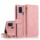 For Samsung Galaxy A21s Skin-feel Crazy Horse Texture Zipper Wallet Bag Horizontal Flip Leather Case with Holder & Card Slots & Wallet & Lanyard(Rose Gold) - 1