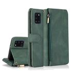 For Samsung Galaxy A31 Skin-feel Crazy Horse Texture Zipper Wallet Bag Horizontal Flip Leather Case with Holder & Card Slots & Wallet & Lanyard(Dark Green) - 1