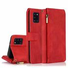 For Samsung Galaxy A31 Skin-feel Crazy Horse Texture Zipper Wallet Bag Horizontal Flip Leather Case with Holder & Card Slots & Wallet & Lanyard(Red) - 1