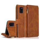 For Samsung Galaxy A31 Skin-feel Crazy Horse Texture Zipper Wallet Bag Horizontal Flip Leather Case with Holder & Card Slots & Wallet & Lanyard(Brown) - 1