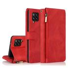 For Samsung Galaxy A42 5G Skin-feel Crazy Horse Texture Zipper Wallet Bag Horizontal Flip Leather Case with Holder & Card Slots & Wallet & Lanyard(Red) - 1