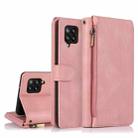 For Samsung Galaxy A42 5G Skin-feel Crazy Horse Texture Zipper Wallet Bag Horizontal Flip Leather Case with Holder & Card Slots & Wallet & Lanyard(Rose Gold) - 1