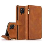 For Samsung Galaxy A42 5G Skin-feel Crazy Horse Texture Zipper Wallet Bag Horizontal Flip Leather Case with Holder & Card Slots & Wallet & Lanyard(Brown) - 1
