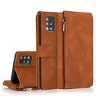 For Samsung Galaxy A51 Skin-feel Crazy Horse Texture Zipper Wallet Bag Horizontal Flip Leather Case with Holder & Card Slots & Wallet & Lanyard(Brown) - 1
