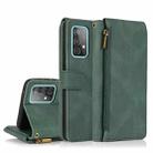 For Samsung Galaxy A52 5G Skin-feel Crazy Horse Texture Zipper Wallet Bag Horizontal Flip Leather Case with Holder & Card Slots & Wallet & Lanyard(Dark Green) - 1