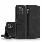 For Samsung Galaxy A71 Skin-feel Crazy Horse Texture Zipper Wallet Bag Horizontal Flip Leather Case with Holder & Card Slots & Wallet & Lanyard(Black) - 1