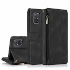 For Samsung Galaxy A71 5G Skin-feel Crazy Horse Texture Zipper Wallet Bag Horizontal Flip Leather Case with Holder & Card Slots & Wallet & Lanyard(Black) - 1