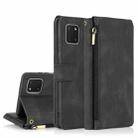For Samsung Galaxy A81 Skin-feel Crazy Horse Texture Zipper Wallet Bag Horizontal Flip Leather Case with Holder & Card Slots & Wallet & Lanyard(Black) - 1