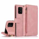 For Samsung Galaxy A91 Skin-feel Crazy Horse Texture Zipper Wallet Bag Horizontal Flip Leather Case with Holder & Card Slots & Wallet & Lanyard(Rose Gold) - 1