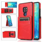 For Huawei Mate 20 Solid Color PC + TPU Protective Case with Holder & Card Slots(Red) - 1