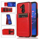 For Huawei Mate 20 Lite Solid Color PC + TPU Protective Case with Holder & Card Slots(Red) - 1