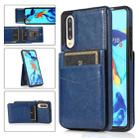 For Huawei P30 Solid Color PC + TPU Protective Case with Holder & Card Slots(Blue) - 1