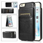 Solid Color PC + TPU Protective Case with Holder & Card Slots For iPhone 6(Black) - 1