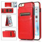 Solid Color PC + TPU Protective Case with Holder & Card Slots For iPhone 6(Red) - 1