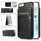 Solid Color PC + TPU Protective Case with Holder & Card Slots For iPhone 6 Plus(Black) - 1