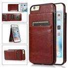 Solid Color PC + TPU Protective Case with Holder & Card Slots For iPhone 6 Plus(Brown) - 1
