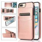 Solid Color PC + TPU Protective Case with Holder & Card Slots For iPhone 8 Plus / 7 Plus(Rose Gold) - 1