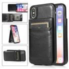For iPhone X / XS Solid Color PC + TPU Protective Case with Holder & Card Slots(Black) - 1