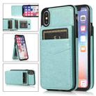 For iPhone X / XS Solid Color PC + TPU Protective Case with Holder & Card Slots(Green) - 1