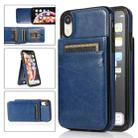 For iPhone XR Solid Color PC + TPU Protective Case with Holder & Card Slots(Blue) - 1