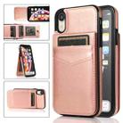 For iPhone XR Solid Color PC + TPU Protective Case with Holder & Card Slots(Rose Gold) - 1