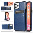 For iPhone 11 Solid Color PC + TPU Protective Case with Holder & Card Slots (Blue) - 1