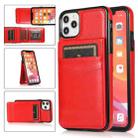 For iPhone 11 Solid Color PC + TPU Protective Case with Holder & Card Slots (Red) - 1