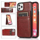 For iPhone 11 Pro Max Solid Color PC + TPU Protective Case with Holder & Card Slots (Brown) - 1